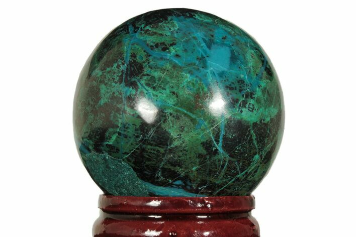 Polished Malachite & Chrysocolla Sphere - Peru #211029